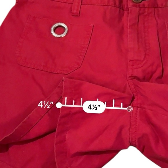 Y2K‎ Tommy Hilfiger Red Mid Rise Circle O-Ring Pockets Shorts Sz 32 - Picture 10 of 10